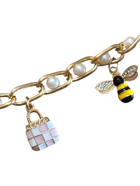 Made by YOLO Gold-Tone Handbag Charm Set of 3 w/ Cherry, Purses & Bee Charms - Picture 5 of 9